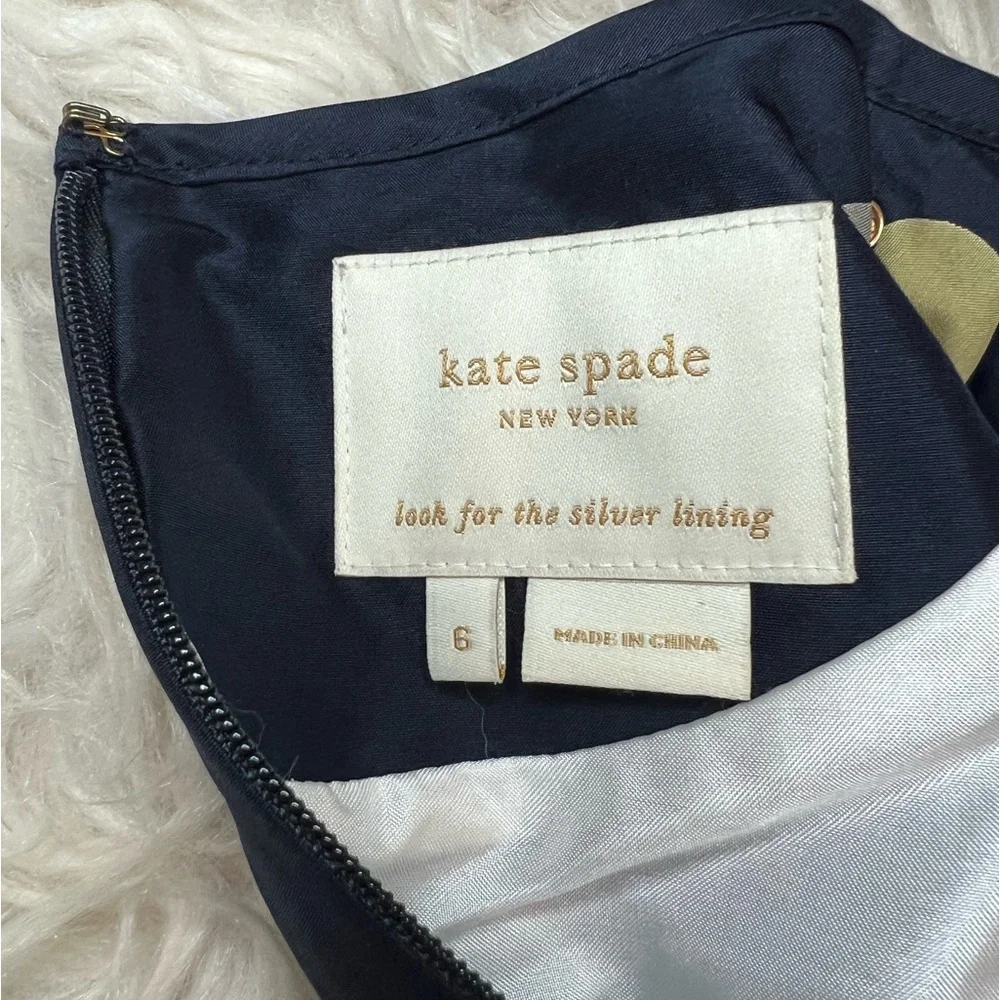 Kate Spade Bailey Women's Silk Sleeveless Dress Navy Blue Polka Dot Size 6‎